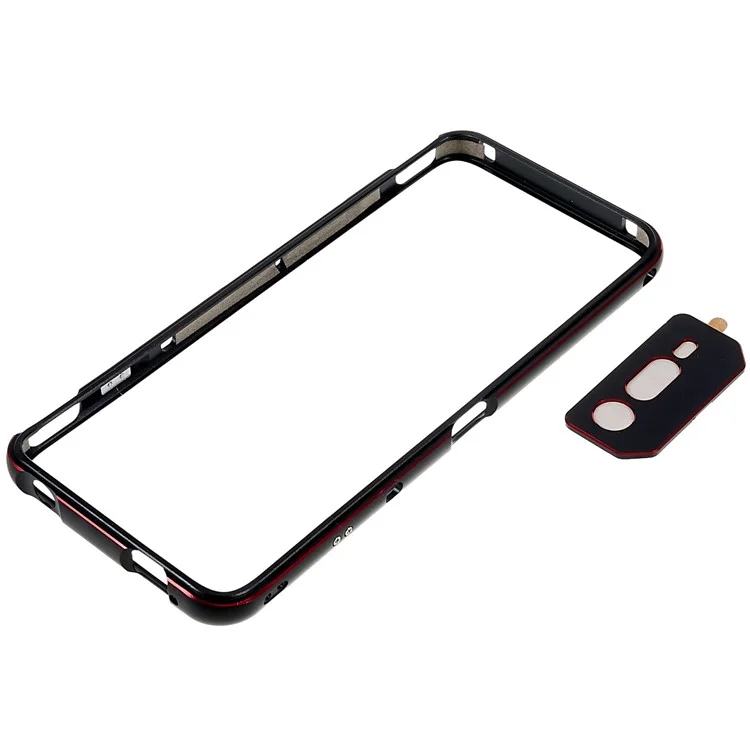 Para Asus ROG Phone 6 5G / Phone 6 Pro 5G Carcasa protectora de metal a prueba de golpes con borde elevado y protector de la lente de la cámara - Negro / Rojo