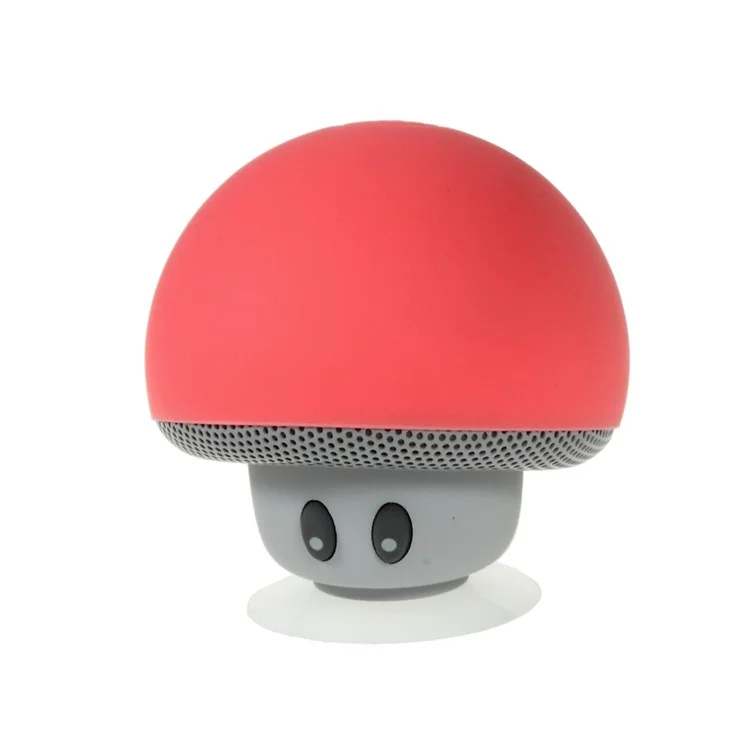 Mushroom Shape Bluetooth Speaker with Suction Holder Support Mic - Red