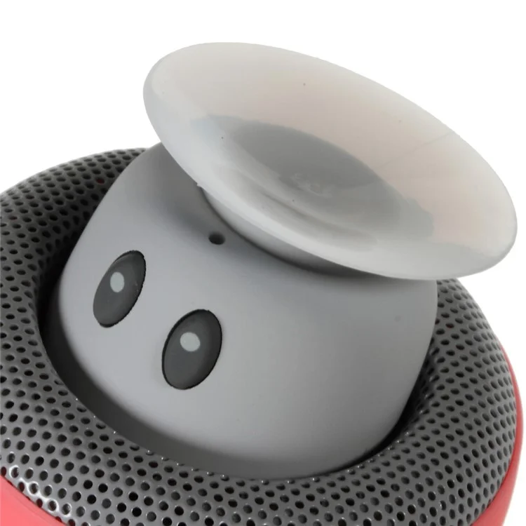 Mushroom Shape Bluetooth Speaker with Suction Holder Support Mic - Red