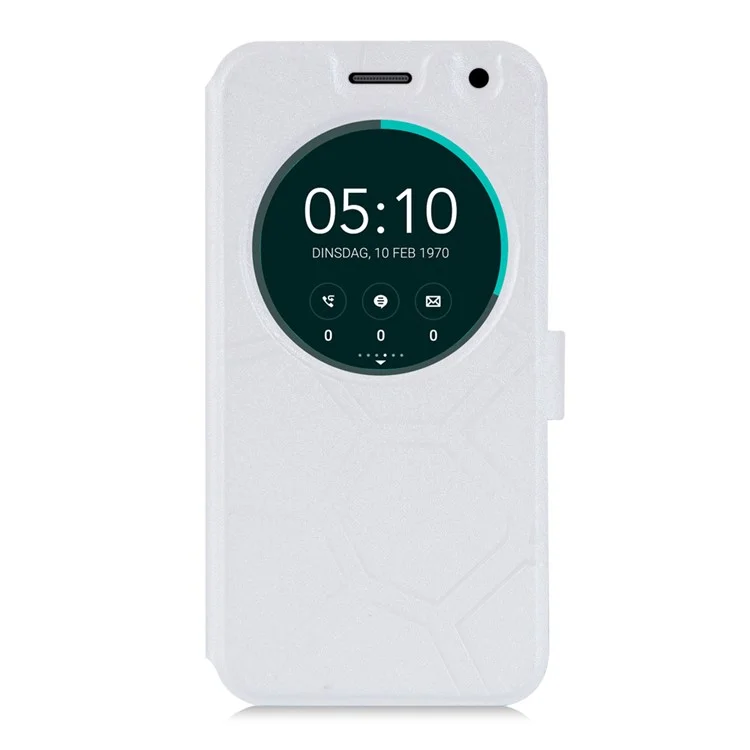 Smart Circle View Window Leather Case for Asus Zenfone 2 Laser ZE500KG ZE500KL 5.0" - White