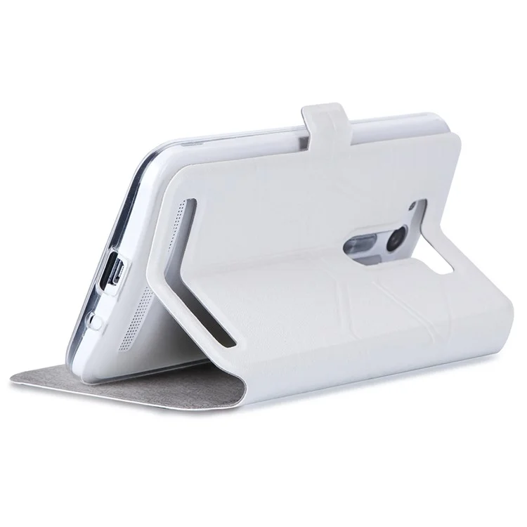 Smart Circle View Window Leather Case for Asus Zenfone 2 Laser ZE500KG ZE500KL 5.0" - White