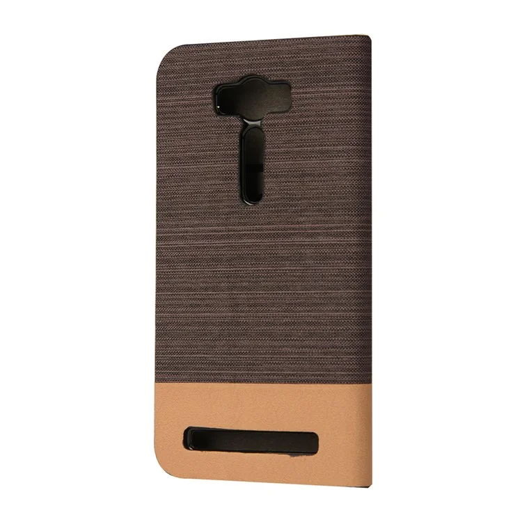 Bi-color Linen Leather Cover for Asus Zenfone 2 Laser ZE500KG ZE500KL with Card Slot - Coffee