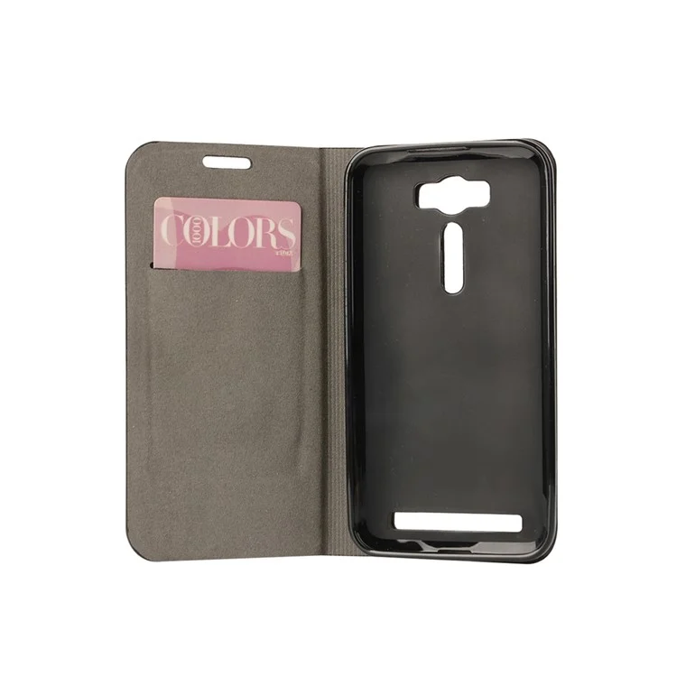 Bi-color Linen Leather Cover for Asus Zenfone 2 Laser ZE500KG ZE500KL with Card Slot - Coffee