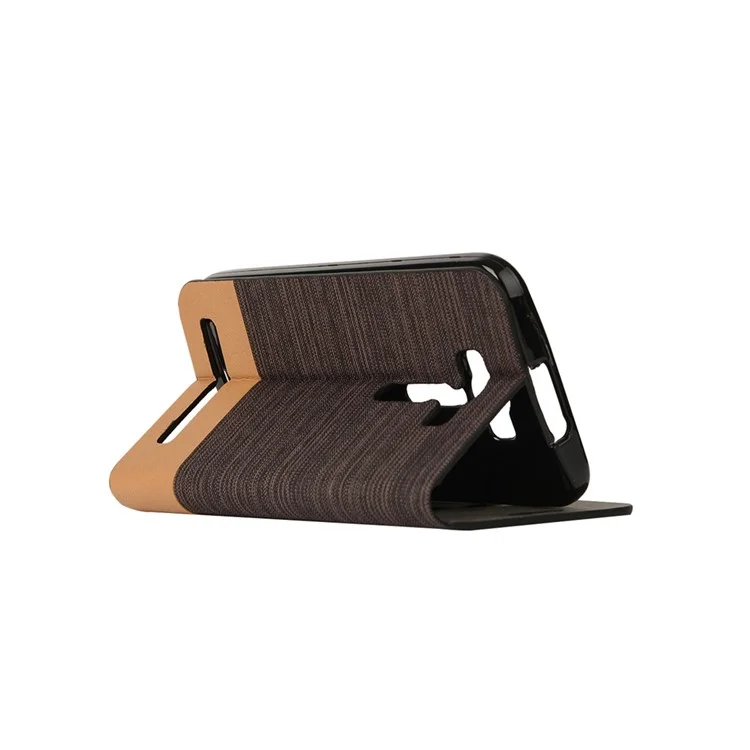 Bi-color Linen Leather Cover for Asus Zenfone 2 Laser ZE500KG ZE500KL with Card Slot - Coffee