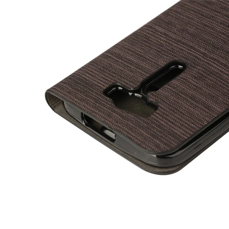 Bi-color Linen Leather Cover for Asus Zenfone 2 Laser ZE500KG ZE500KL with Card Slot - Coffee