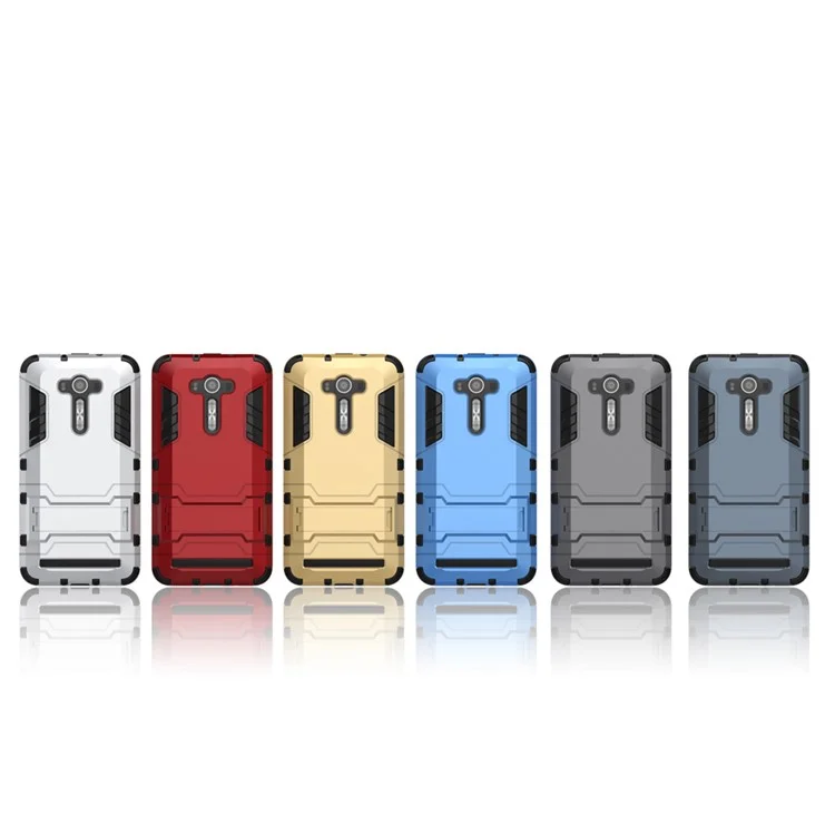 Cool Kickstand PC TPU Hybrid Case for Asus Zenfone 2 Laser ZE550KL ZE551KL - Silver