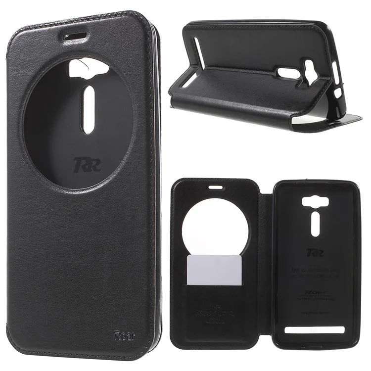 ROAR KOREA Noble Leather View Window Shell for Asus Zenfone 2 Laser ZE601KL ZE600KL - Black