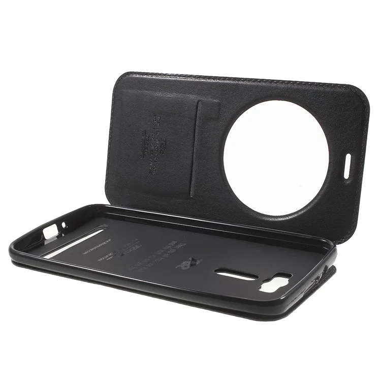 ROAR KOREA Noble Leather View Window Shell for Asus Zenfone 2 Laser ZE601KL ZE600KL - Black