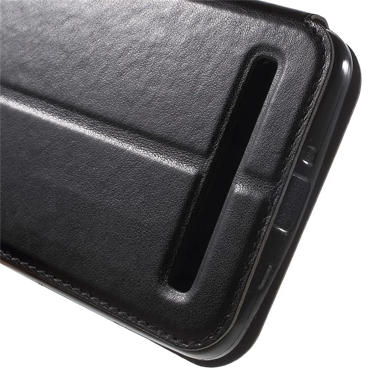ROAR KOREA Noble Leather View Window Shell for Asus Zenfone 2 Laser ZE601KL ZE600KL - Black