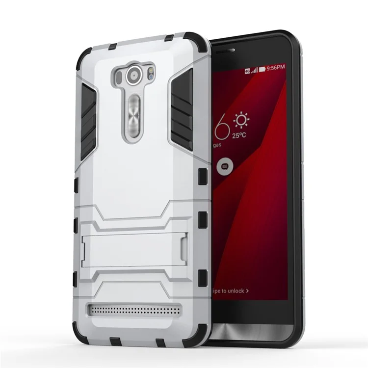 Kickstand PC TPU Hybrid Case for Asus Zenfone 2 Laser ZE601KL ZE600KL - Silver