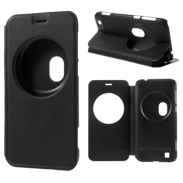 View Window Smart Leather Stand Case for Asus Zenfone Zoom - Black