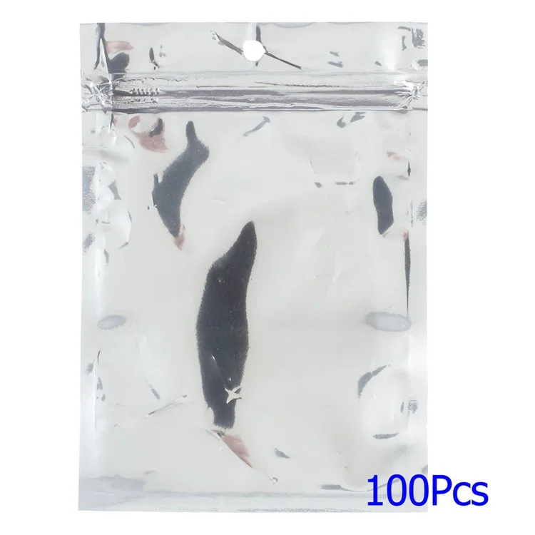 100pcs / Lot Ziplock Silver Color Bolsa De Paquete Para Samsung Galaxy Star S5280 S5282 Casos Cables, Tamaño: 11.5 X 9cm