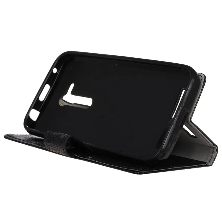 Crocodile Texture Leather Case Wallet Card Holder for Asus Zenfone Go (ZB452KG) - Black
