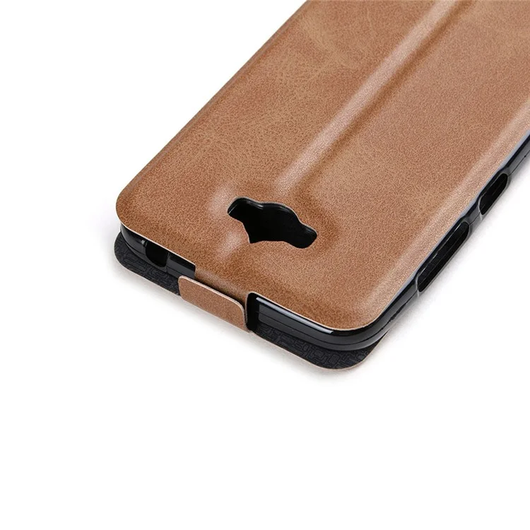 Vertical Flip Card Holder Leather Cover for Asus Zenfone Max ZC550KL - Brown