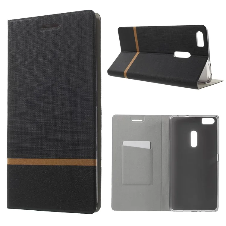 Assorted Color Cross Texture Leather Shell for Asus Zenfone 3 Ultra ZU680KL - Black