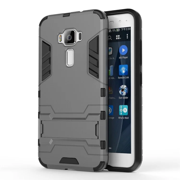 Solid PC + TPU Hybrid Shell Case with Kickstand for Asus Zenfone 3 ZE520KL - Grey