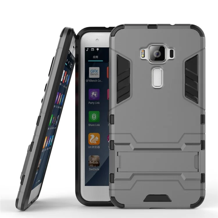 Solid PC + TPU Hybrid Shell Case with Kickstand for Asus Zenfone 3 ZE520KL - Grey