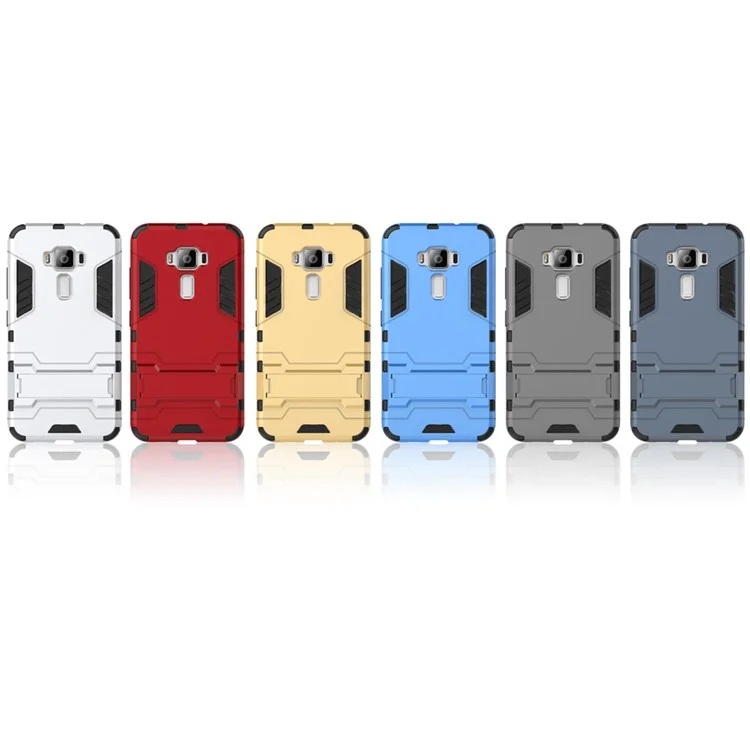 Solid PC + TPU Hybrid Shell Case with Kickstand for Asus Zenfone 3 ZE520KL - Grey