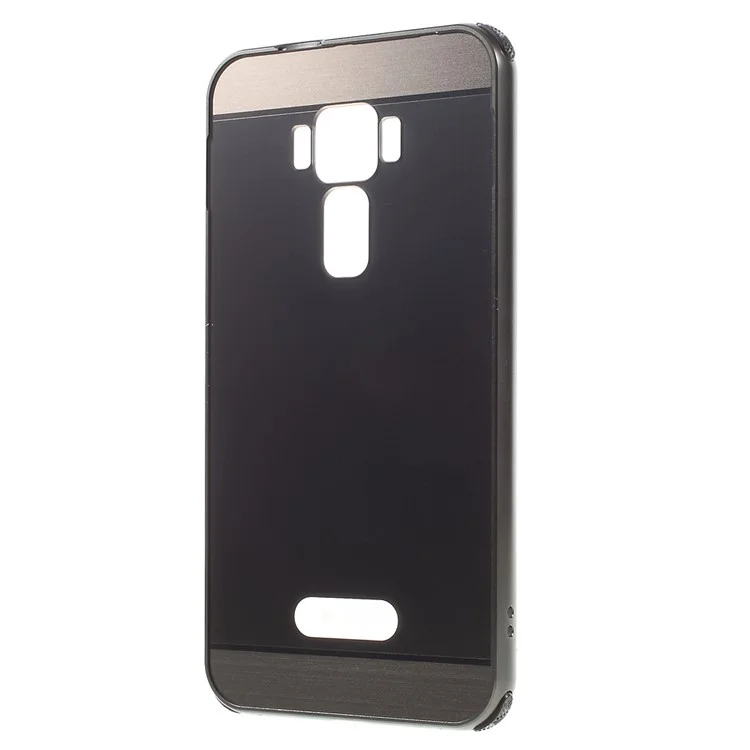 Slide-on Brushed PC Plate + Metal Bumper Hybrid Case for Asus Zenfone 3 ZE520KL - Black
