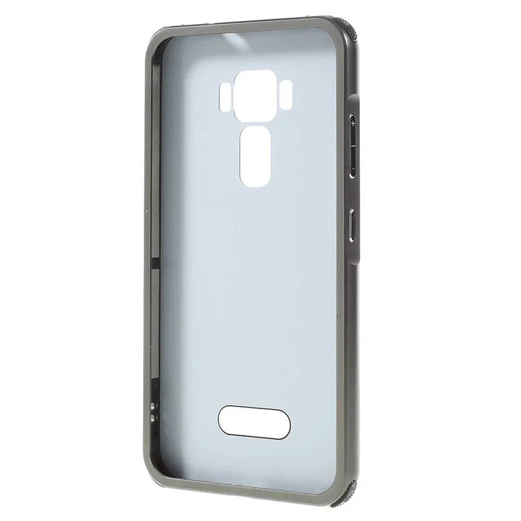 Slide-on Brushed PC Plate + Metal Bumper Hybrid Case for Asus Zenfone 3 ZE520KL - Black