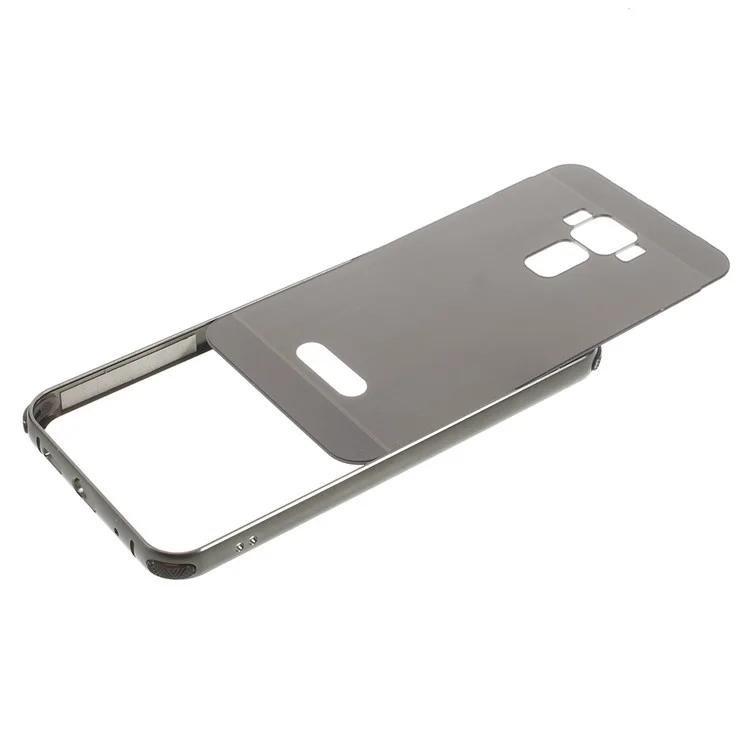 Slide-on Brushed PC Plate + Metal Bumper Hybrid Case for Asus Zenfone 3 ZE520KL - Black