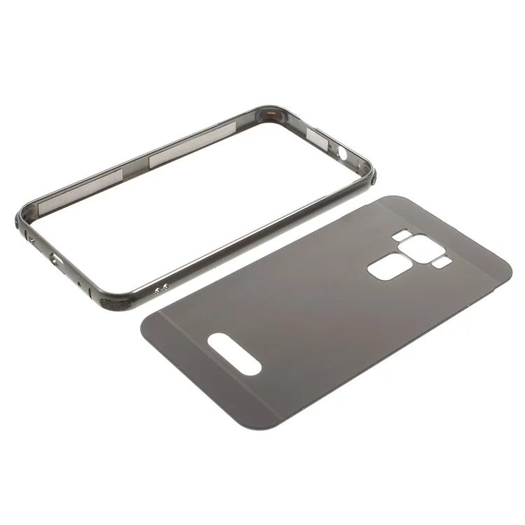 Slide-on Brushed PC Plate + Metal Bumper Hybrid Case for Asus Zenfone 3 ZE520KL - Black