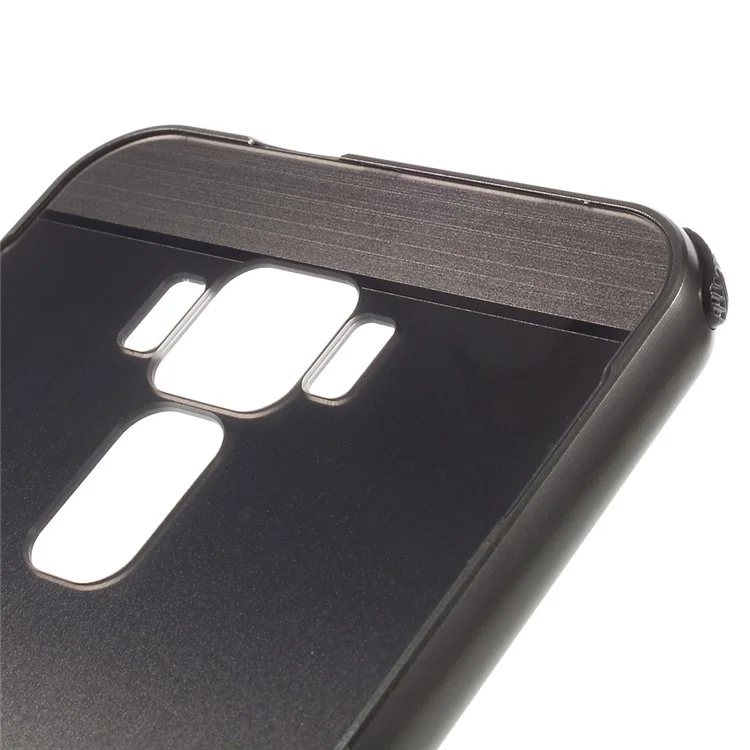 Slide-on Brushed PC Plate + Metal Bumper Hybrid Case for Asus Zenfone 3 ZE520KL - Black