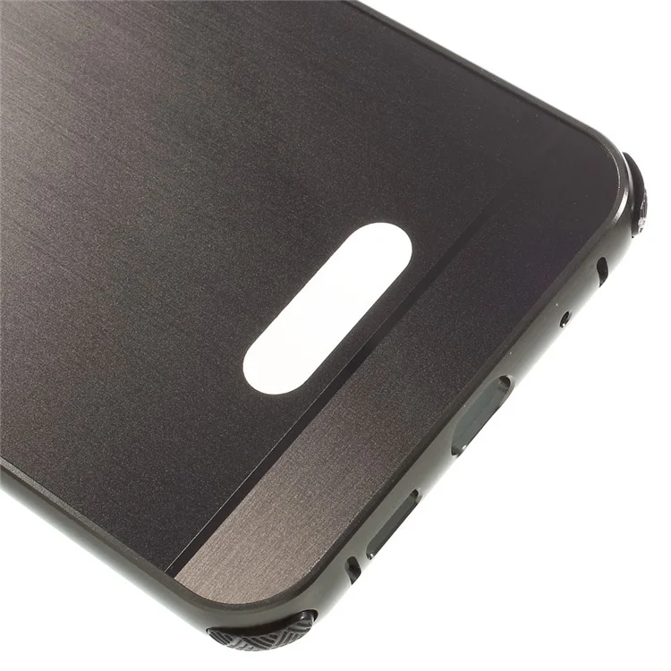 Slide-on Brushed PC Plate + Metal Bumper Hybrid Case for Asus Zenfone 3 ZE520KL - Black