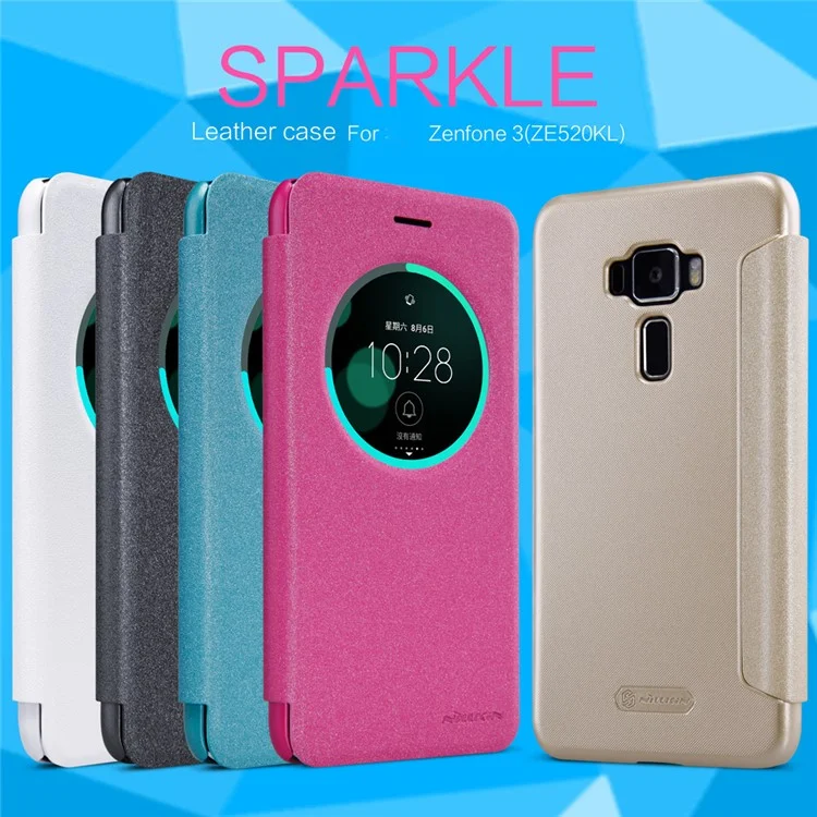 NILLKIN Sparkle Series Smart View Leather Case for Asus Zenfone 3 ZE520KL - Black