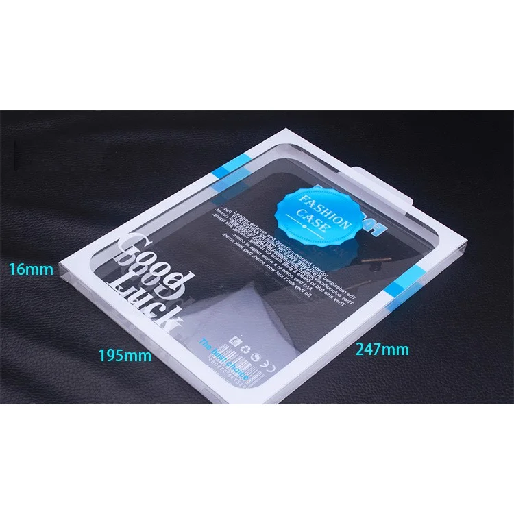 50 Peças/Lote Caixa de Embalagem de Varejo PVC para iPad Pro 9.7/Galaxy Tab S2 9.7 Cases, Tamanho: 247 x 195 x 16 mm