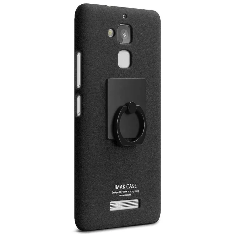 IMAK Finger Ring Holder Matte PC Case for Asus Zenfone 3 Max ZC520TL - Black