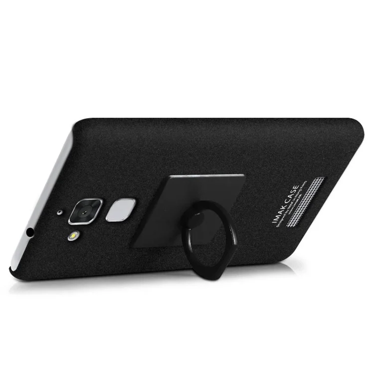 IMAK Finger Ring Holder Matte PC Case for Asus Zenfone 3 Max ZC520TL - Black