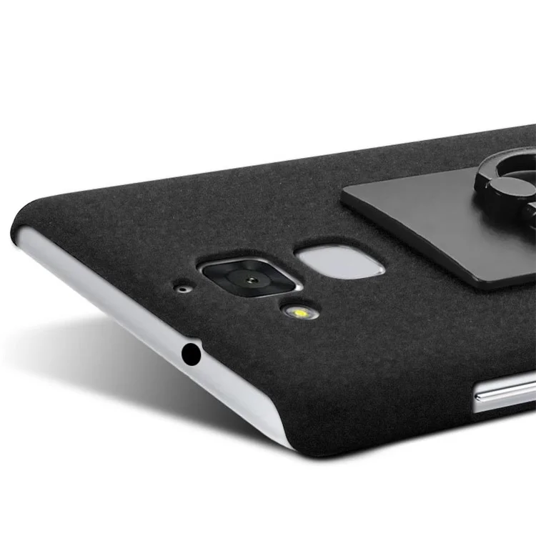 IMAK Finger Ring Holder Matte PC Case for Asus Zenfone 3 Max ZC520TL - Black