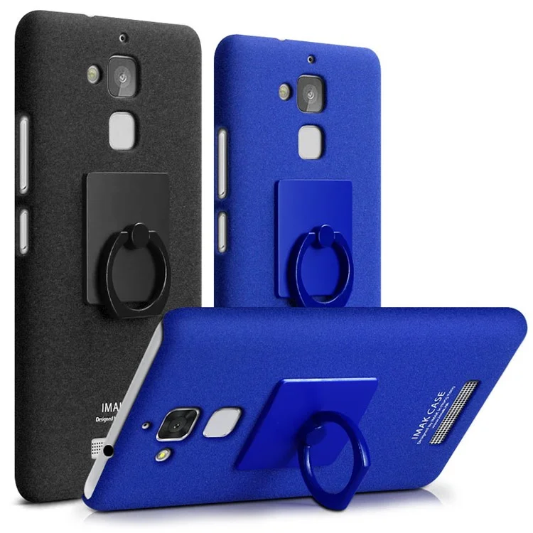IMAK Finger Ring Holder Matte PC Case for Asus Zenfone 3 Max ZC520TL - Black