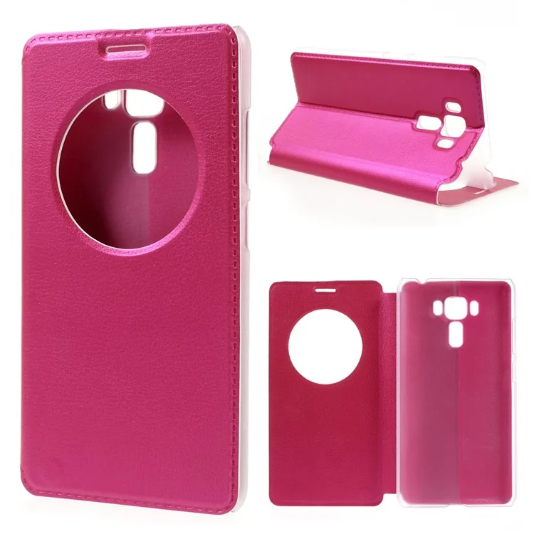 Hollow View Window Leather Shell for Asus Zenfone 3 Laser ZC551KL - Rose