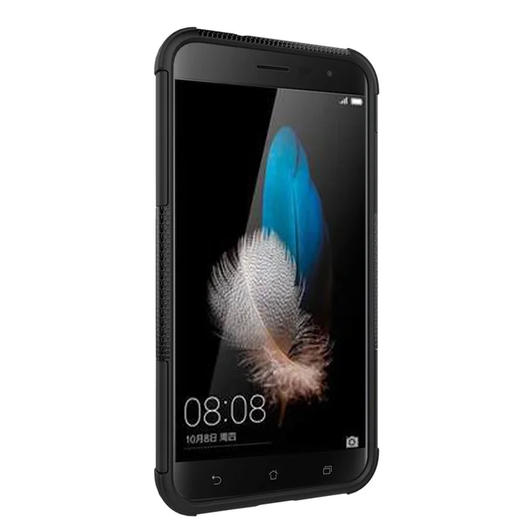 Skid-proof PC + TPU Hybrid Case with Kickstand for Asus Zenfone 3 ZE520KL - Black