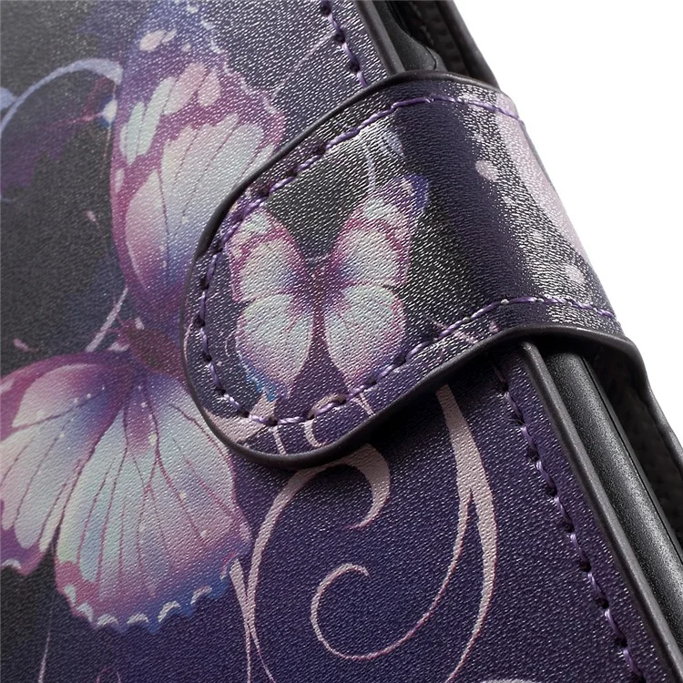 Patterned Leather Wallet Cover for Asus Zenfone 3 Max ZC520TL - Purple Butterflies Vines