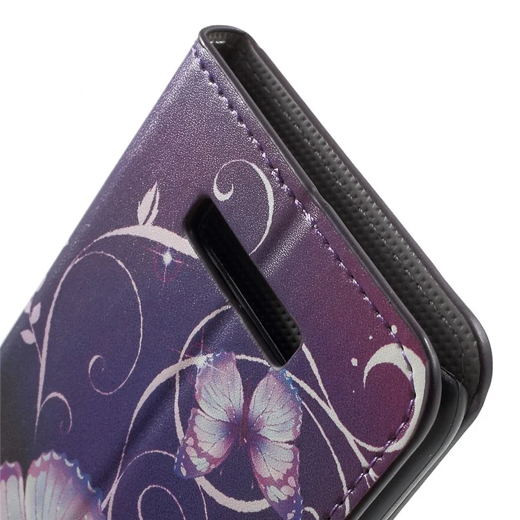 Patterned Leather Wallet Cover for Asus Zenfone 3 Max ZC520TL - Purple Butterflies Vines