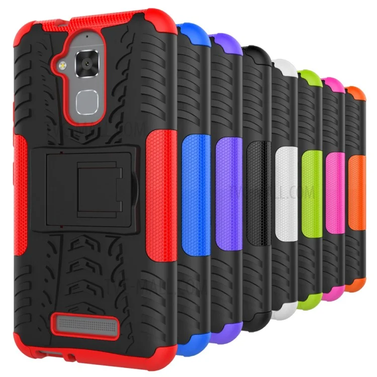 Tire Pattern Hybrid PC + TPU Kickstand Case for Asus Zenfone 3 Max ZC520TL - Black