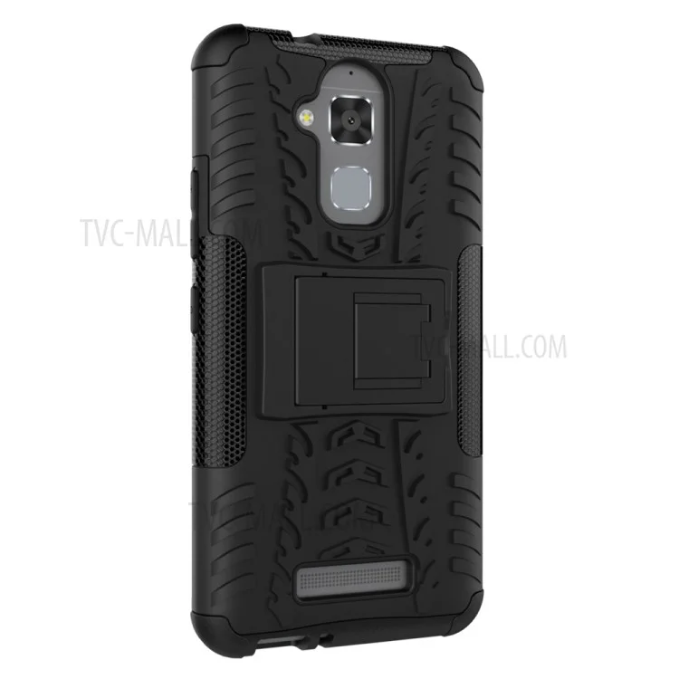 Tire Pattern Hybrid PC + TPU Kickstand Case for Asus Zenfone 3 Max ZC520TL - Black