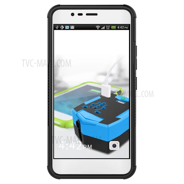 Tire Pattern Hybrid PC + TPU Kickstand Case for Asus Zenfone 3 Max ZC520TL - Black