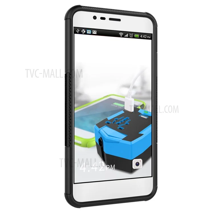 Tire Pattern Hybrid PC + TPU Kickstand Case for Asus Zenfone 3 Max ZC520TL - Black