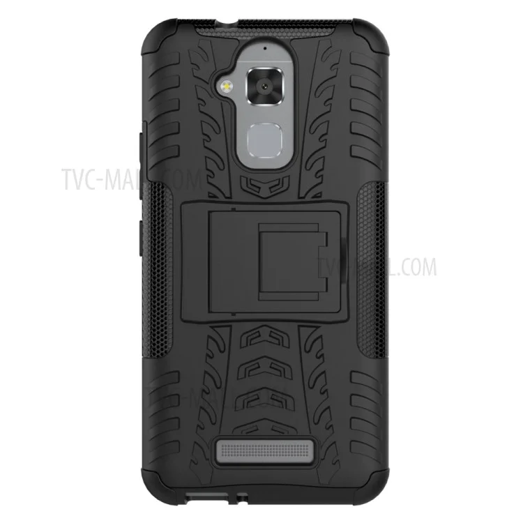 Tire Pattern Hybrid PC + TPU Kickstand Case for Asus Zenfone 3 Max ZC520TL - Black