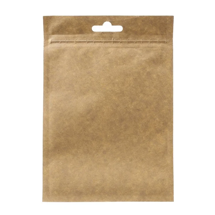 100Pcs/Set Kraft Paper Clear PP Retail Packaging Zip Lock Bags, Inner Size: 13 x 9.5cm - Brown
