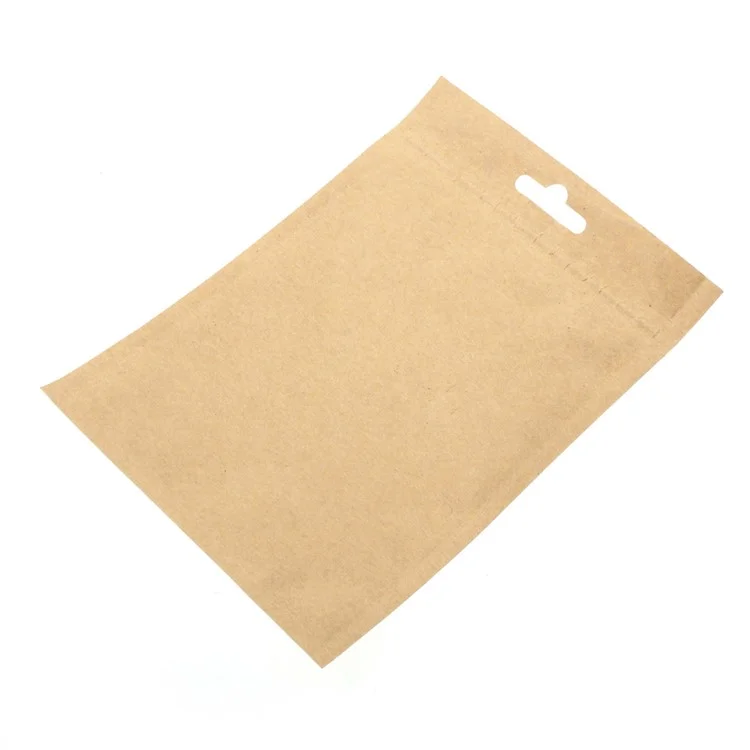 100Pcs/Set Kraft Paper Clear PP Retail Packaging Zip Lock Bags, Inner Size: 13 x 9.5cm - Brown