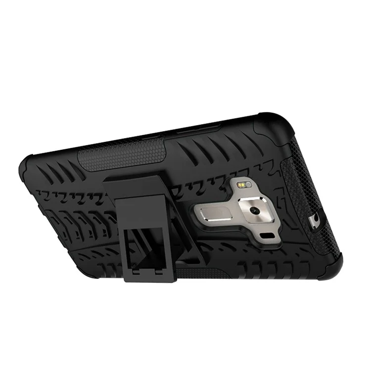 Anti-slip PC + TPU Hybrid Case with Kickstand for Asus Zenfone 3 Deluxe ZS570KL - Black