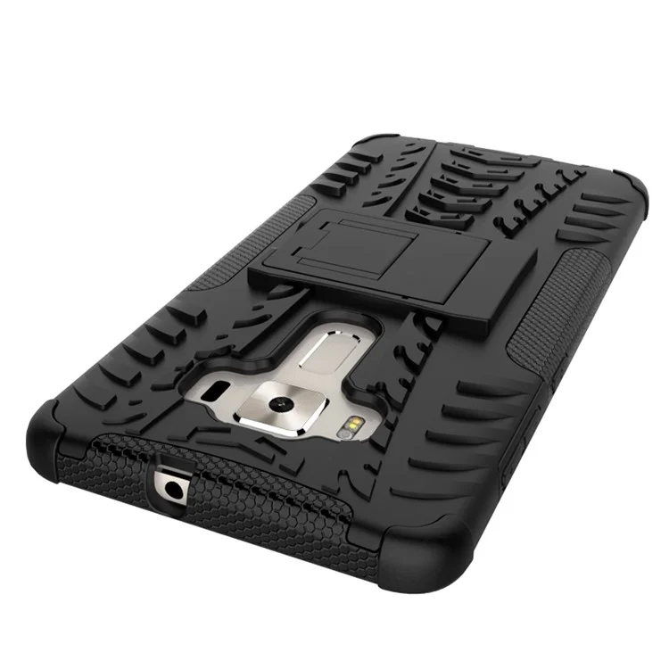 Anti-slip PC + TPU Hybrid Case with Kickstand for Asus Zenfone 3 Deluxe ZS570KL - Black