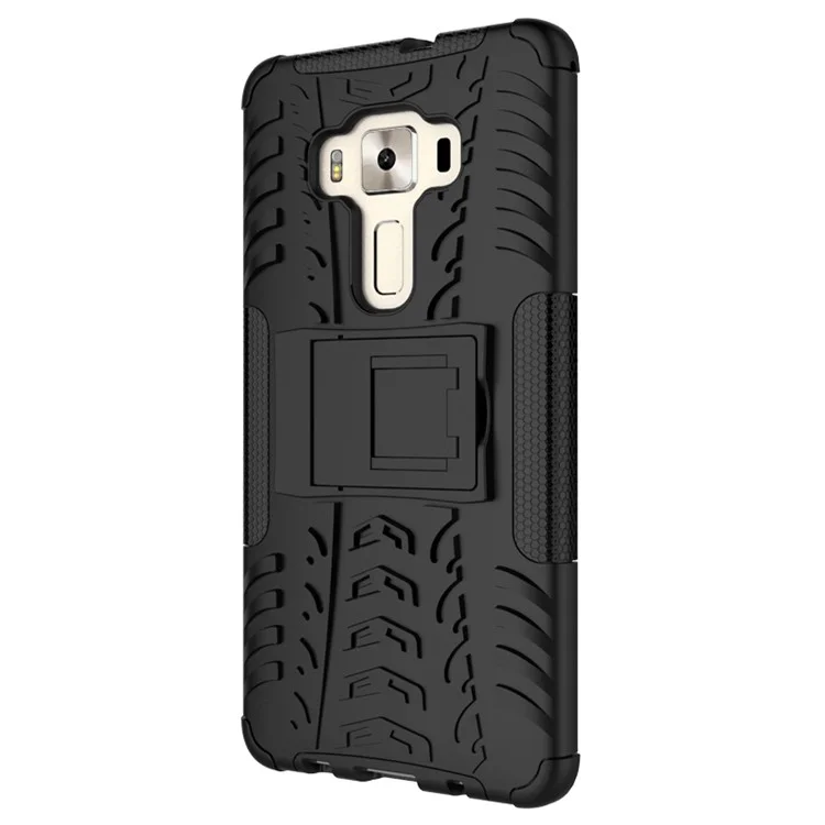 Anti-slip PC + TPU Hybrid Case with Kickstand for Asus Zenfone 3 Deluxe ZS570KL - Black