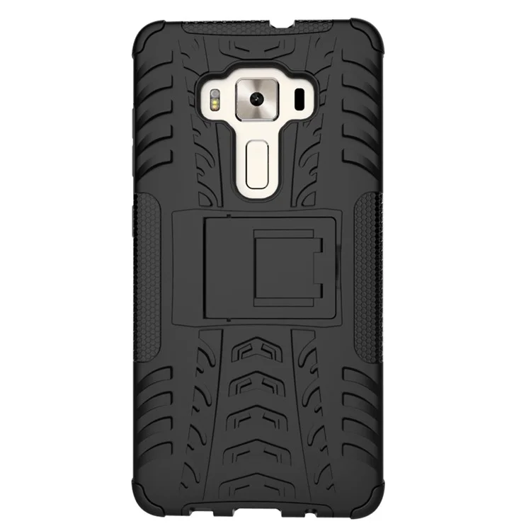 Anti-slip PC + TPU Hybrid Case with Kickstand for Asus Zenfone 3 Deluxe ZS570KL - Black