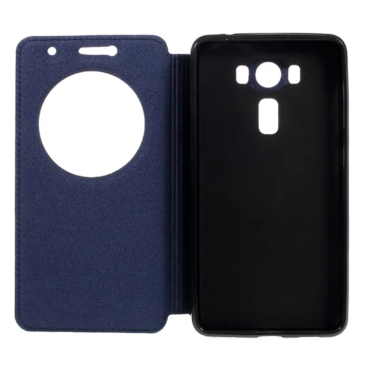 Sand-like Magnetic Leather Smart Phone Case for Asus Zenfone 3 Deluxe ZS550KL 5.5 inch - Dark Blue